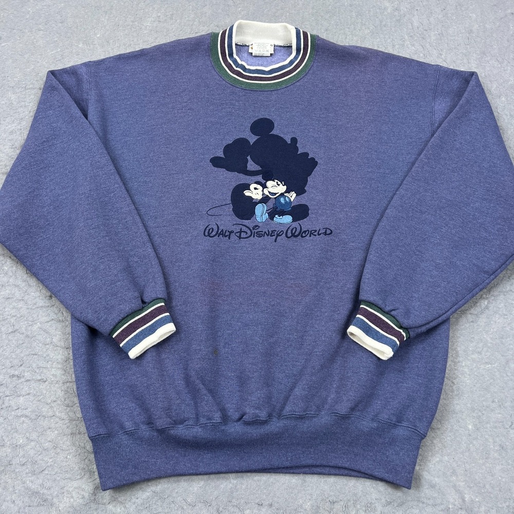VTG Walt Disney World Sweatshirt Mens XL Blue Mickey Shadow Sweatshirt USA Made*